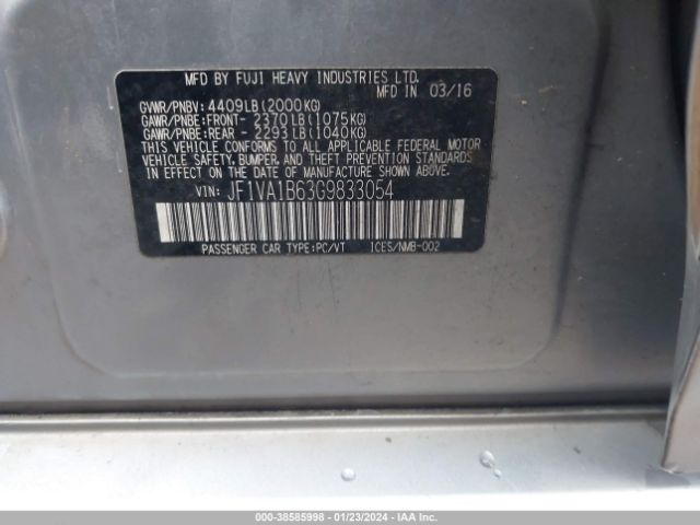 Photo 8 VIN: JF1VA1B63G9833054 - SUBARU WRX 