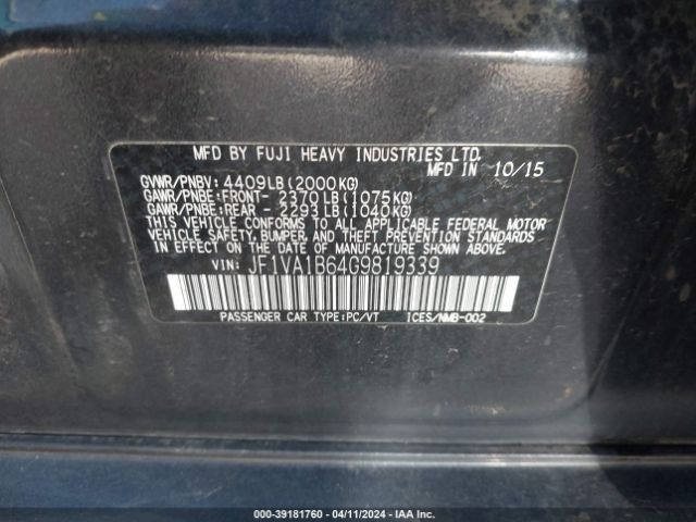 Photo 8 VIN: JF1VA1B64G9819339 - SUBARU WRX 