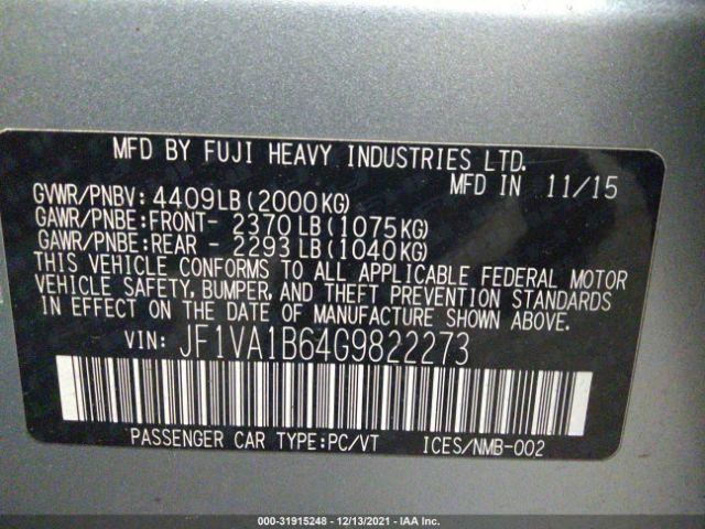 Photo 8 VIN: JF1VA1B64G9822273 - SUBARU WRX 