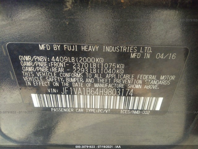 Photo 8 VIN: JF1VA1B64H9803174 - SUBARU WRX 