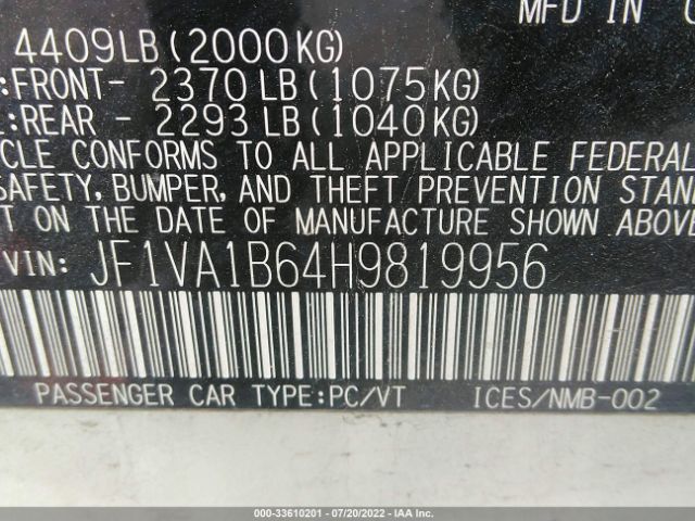 Photo 8 VIN: JF1VA1B64H9819956 - SUBARU WRX 