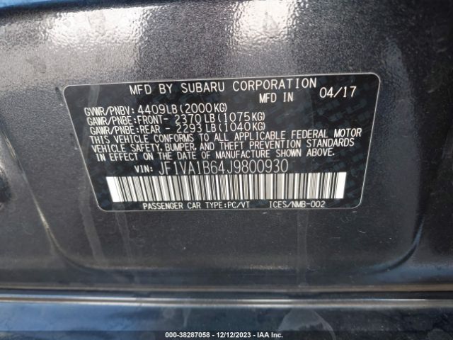 Photo 8 VIN: JF1VA1B64J9800930 - SUBARU WRX 