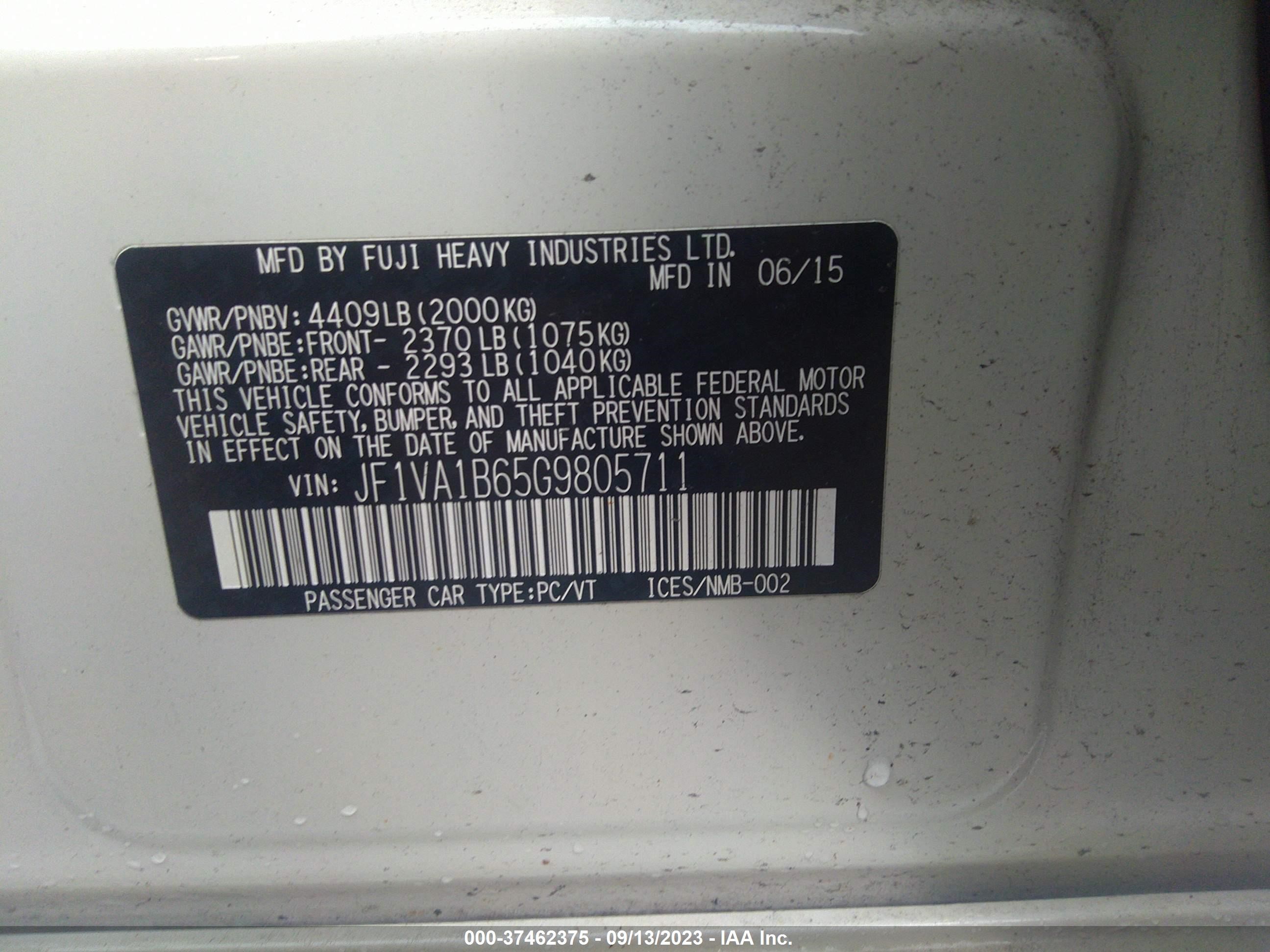 Photo 8 VIN: JF1VA1B65G9805711 - SUBARU WRX 