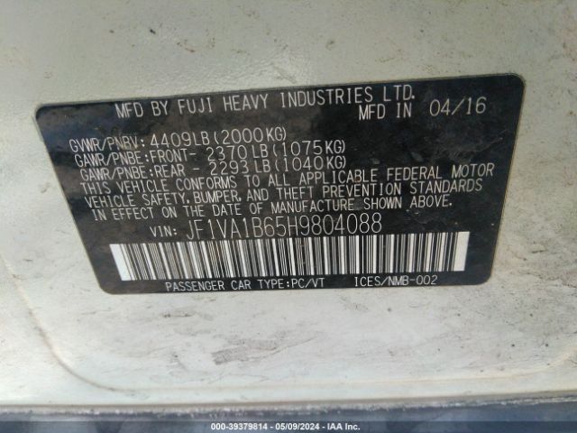 Photo 8 VIN: JF1VA1B65H9804088 - SUBARU WRX 