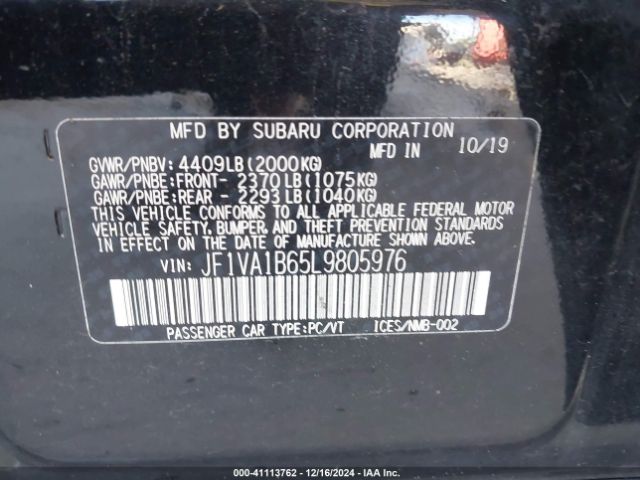 Photo 8 VIN: JF1VA1B65L9805976 - SUBARU WRX 