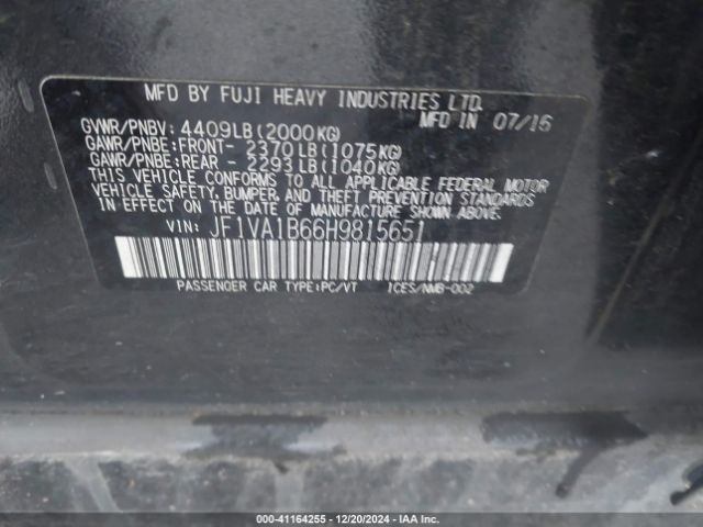 Photo 8 VIN: JF1VA1B66H9815651 - SUBARU WRX 