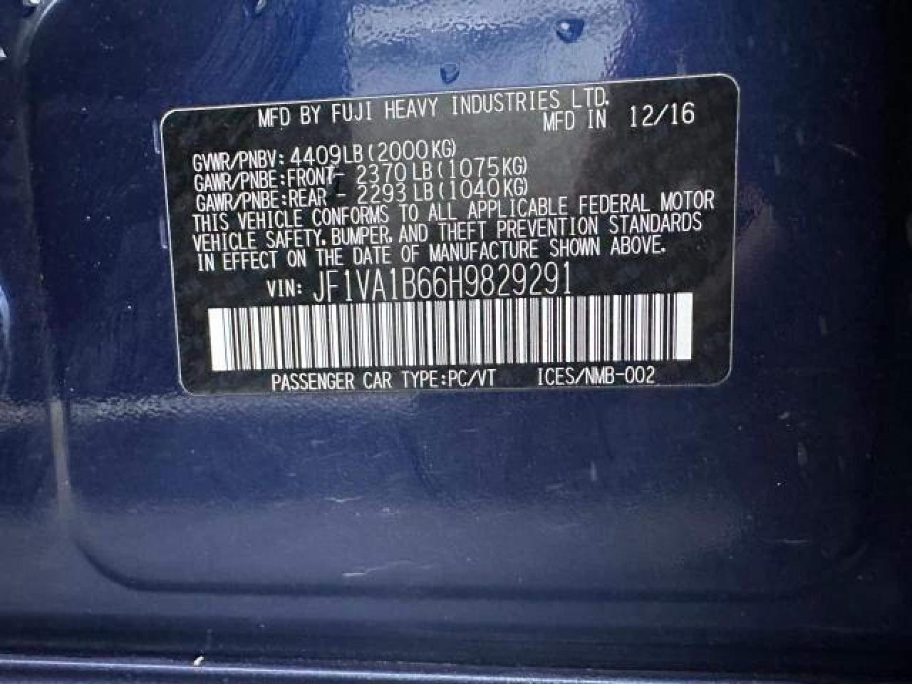 Photo 9 VIN: JF1VA1B66H9829291 - SUBARU WRX 