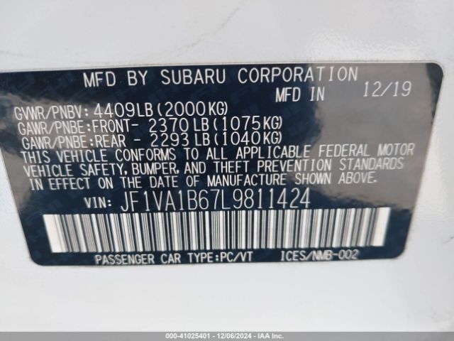 Photo 8 VIN: JF1VA1B67L9811424 - SUBARU WRX 