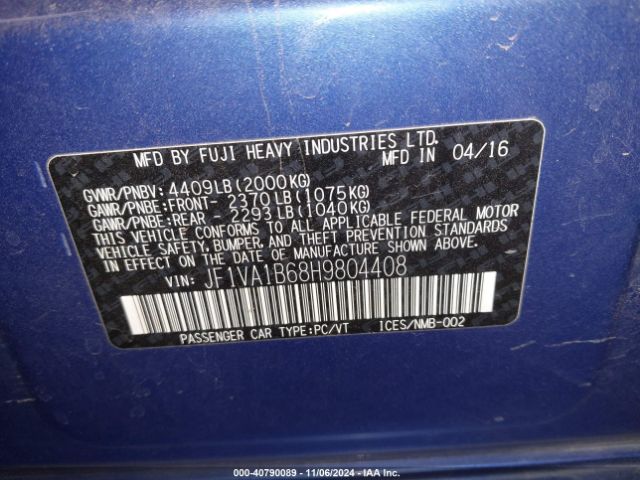 Photo 8 VIN: JF1VA1B68H9804408 - SUBARU WRX 