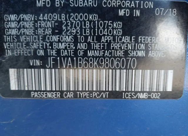 Photo 8 VIN: JF1VA1B68K9806070 - SUBARU WRX 