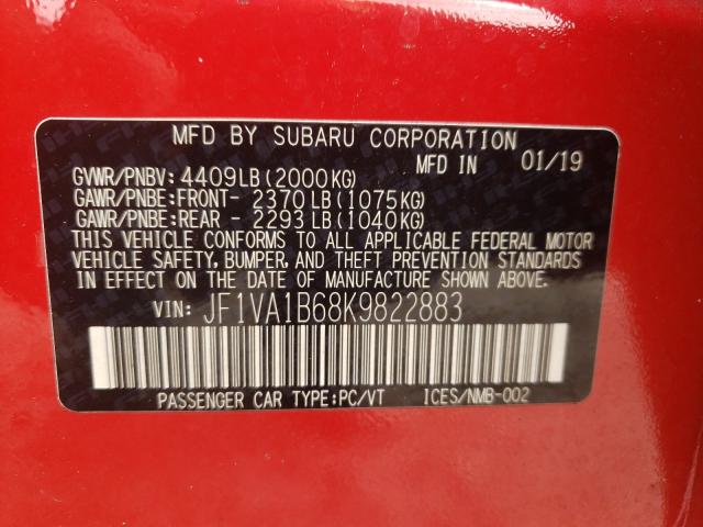 Photo 9 VIN: JF1VA1B68K9822883 - SUBARU WRX PREMIU 