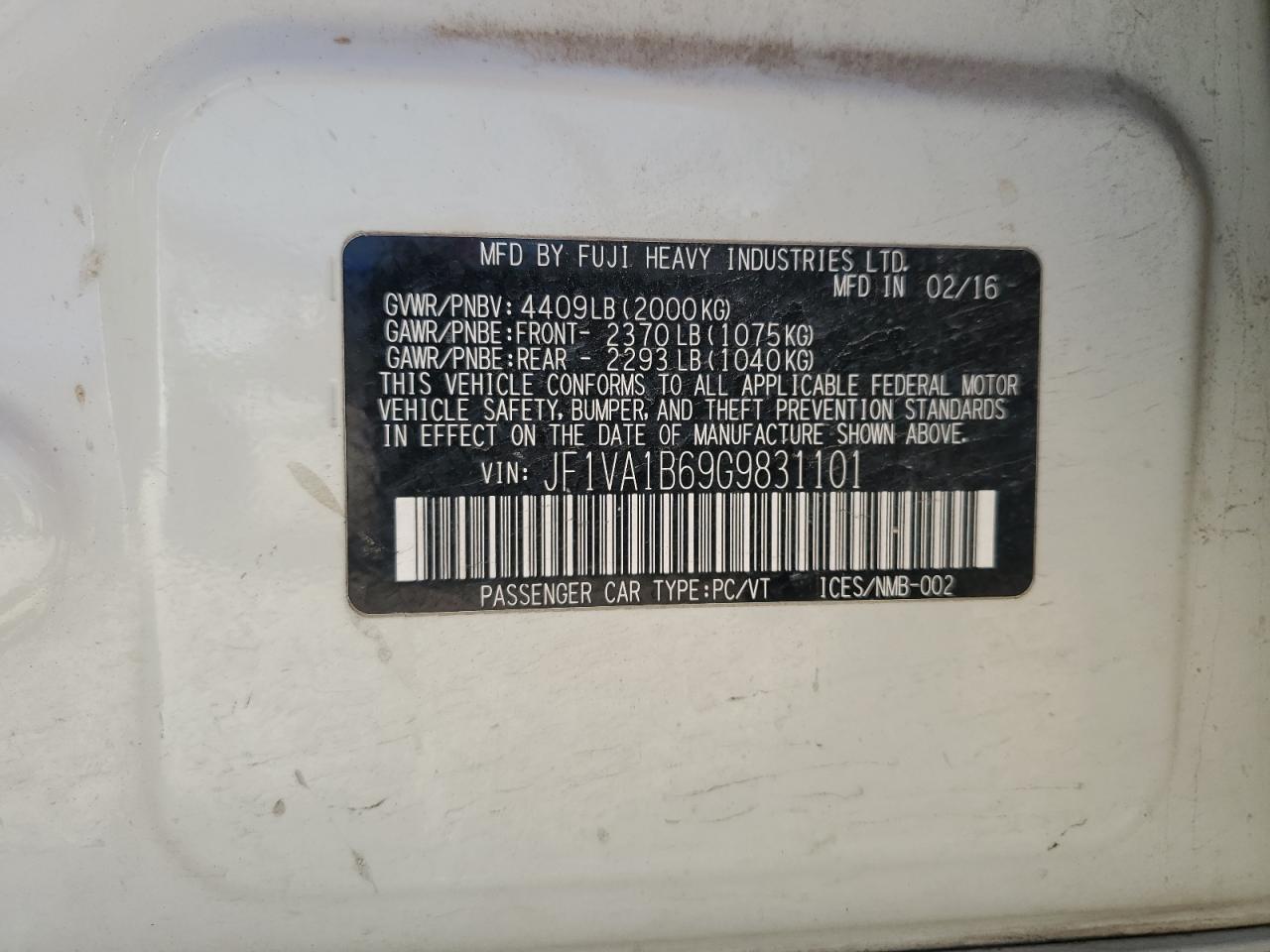 Photo 11 VIN: JF1VA1B69G9831101 - SUBARU WRX 