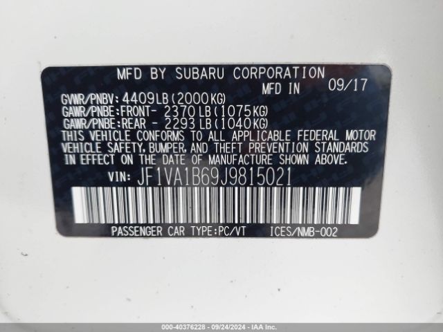 Photo 8 VIN: JF1VA1B69J9815021 - SUBARU WRX 