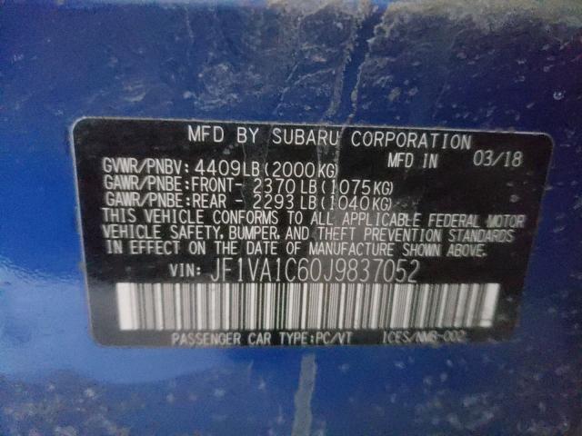 Photo 9 VIN: JF1VA1C60J9837052 - SUBARU WRX PREMIU 