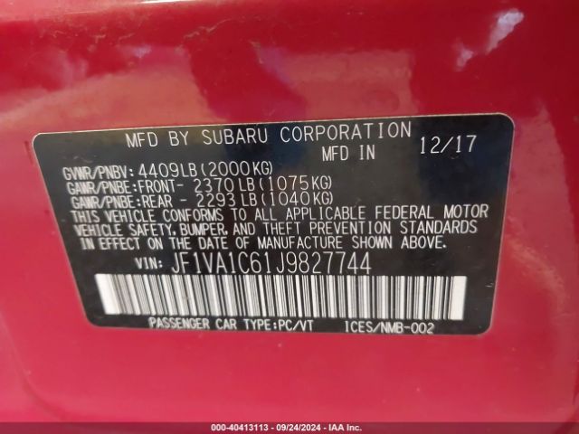 Photo 8 VIN: JF1VA1C61J9827744 - SUBARU WRX 