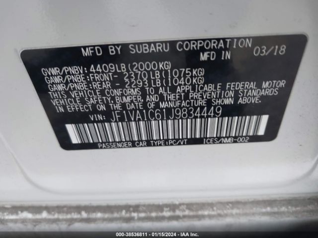 Photo 8 VIN: JF1VA1C61J9834449 - SUBARU WRX 