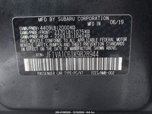 Photo 8 VIN: JF1VA1C61K9828944 - SUBARU WRX 