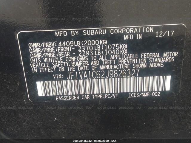 Photo 8 VIN: JF1VA1C62J9826327 - SUBARU WRX 