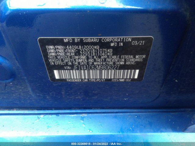 Photo 8 VIN: JF1VA1C62M9806227 - SUBARU WRX 