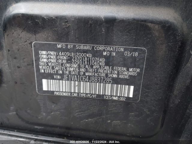 Photo 8 VIN: JF1VA1C64J8837285 - SUBARU WRX 