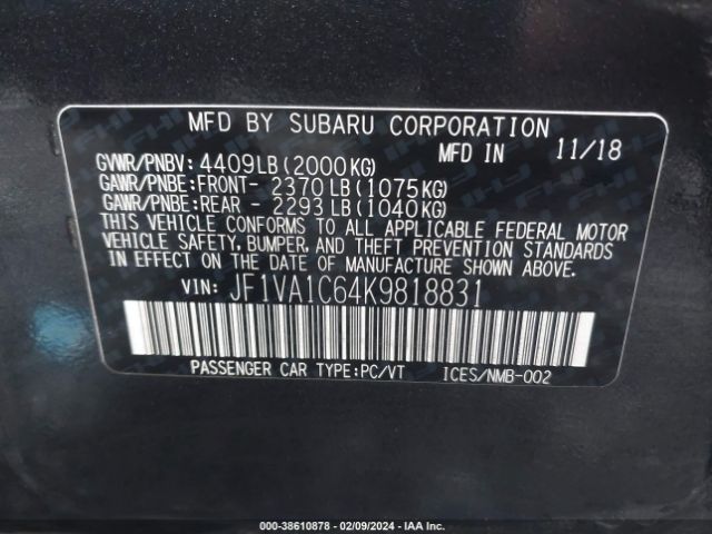 Photo 8 VIN: JF1VA1C64K9818831 - SUBARU WRX 