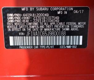 Photo 9 VIN: JF1VA1C65J9800188 - SUBARU WRX 