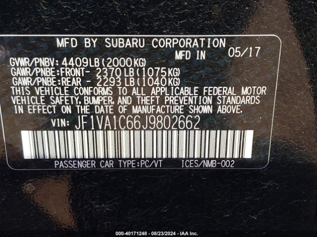 Photo 8 VIN: JF1VA1C66J9802662 - SUBARU WRX 