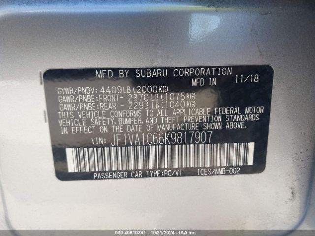 Photo 8 VIN: JF1VA1C66K9817907 - SUBARU WRX 