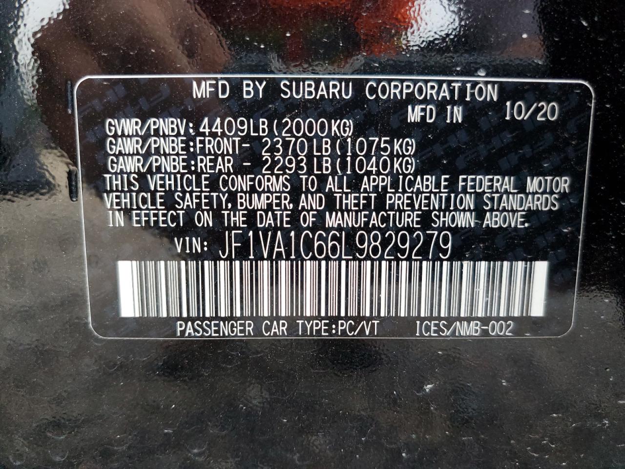 Photo 11 VIN: JF1VA1C66L9829279 - SUBARU WRX 