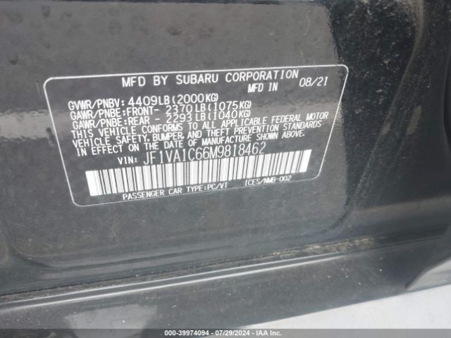 Photo 8 VIN: JF1VA1C66M9818462 - SUBARU WRX 