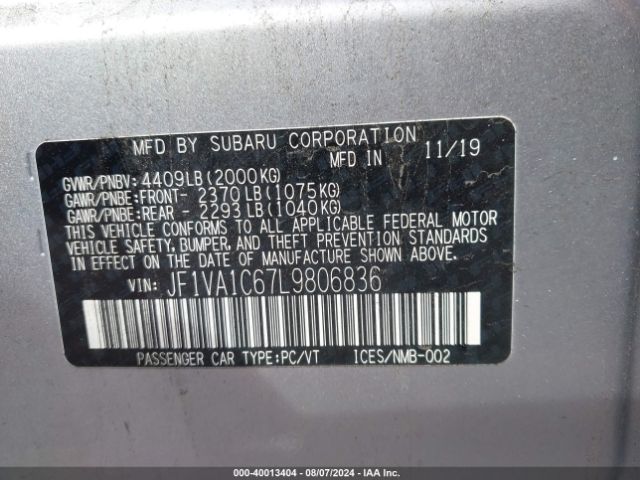 Photo 8 VIN: JF1VA1C67L9806836 - SUBARU WRX 