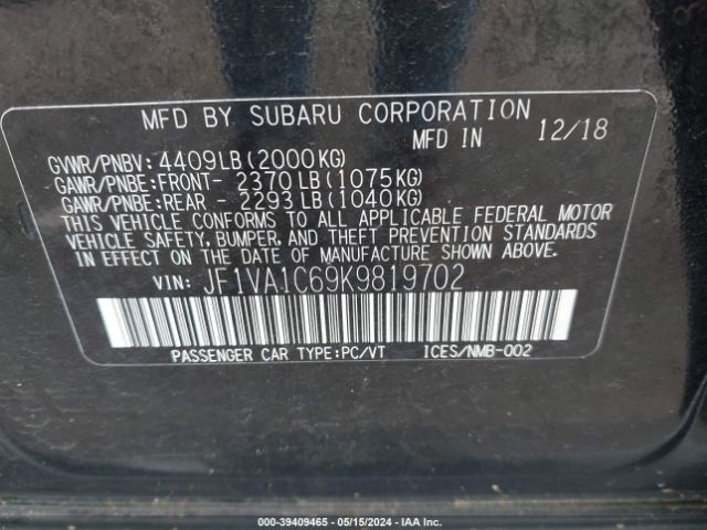 Photo 8 VIN: JF1VA1C69K9819702 - SUBARU WRX 