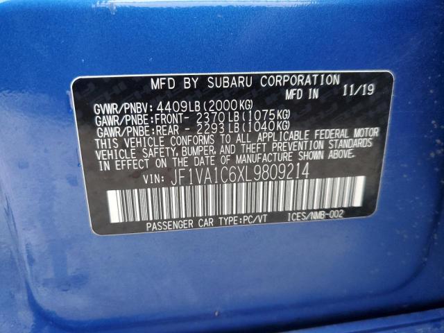 Photo 12 VIN: JF1VA1C6XL9809214 - SUBARU WRX PREMIU 