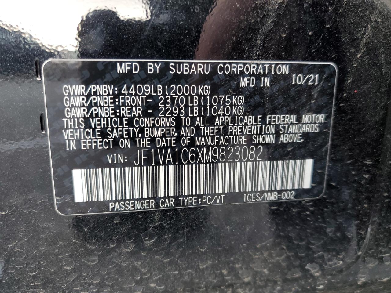 Photo 11 VIN: JF1VA1C6XM9823082 - SUBARU WRX 