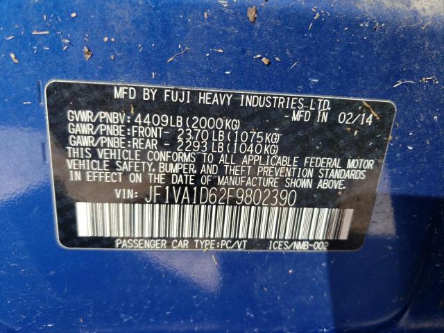 Photo 11 VIN: JF1VA1D62F9802390 - SUBARU WRX 