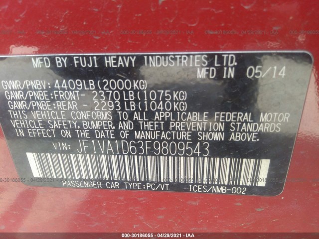 Photo 8 VIN: JF1VA1D63F9809543 - SUBARU WRX 