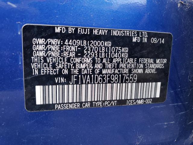 Photo 12 VIN: JF1VA1D63F9817559 - SUBARU WRX PREMIU 