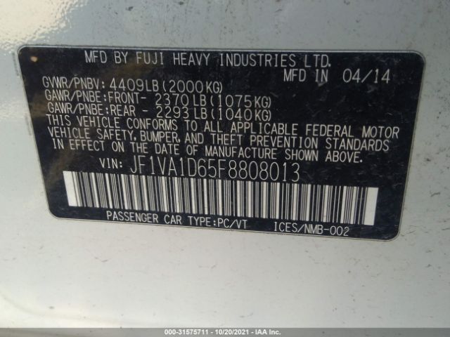 Photo 8 VIN: JF1VA1D65F8808013 - SUBARU WRX 