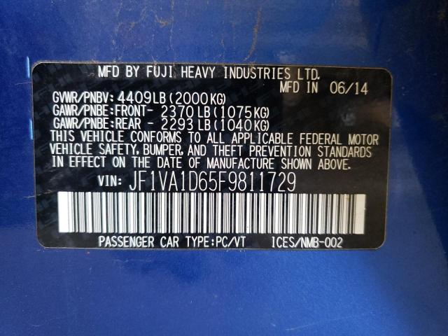 Photo 12 VIN: JF1VA1D65F9811729 - SUBARU WRX PREMIU 