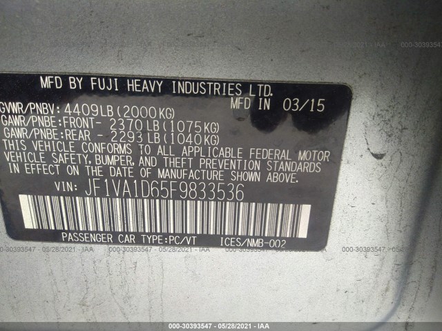 Photo 8 VIN: JF1VA1D65F9833536 - SUBARU WRX 