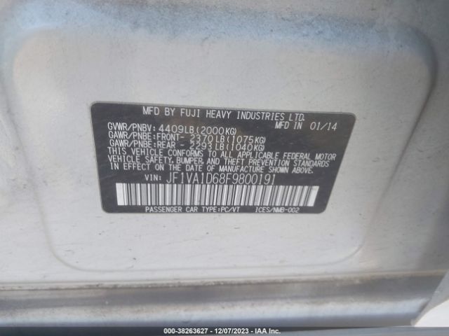 Photo 8 VIN: JF1VA1D68F9800191 - SUBARU WRX 