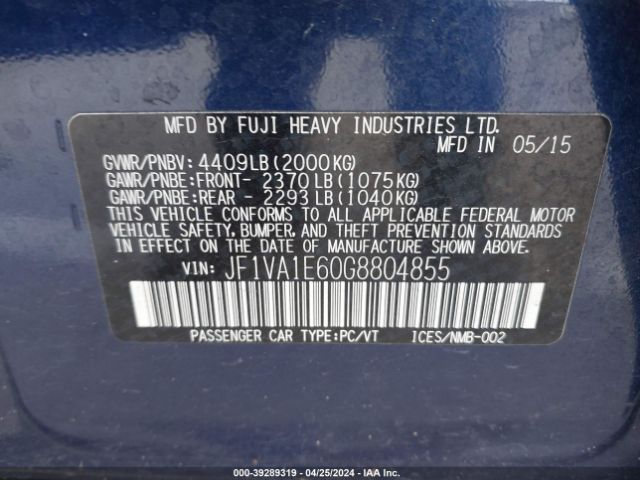 Photo 8 VIN: JF1VA1E60G8804855 - SUBARU WRX 