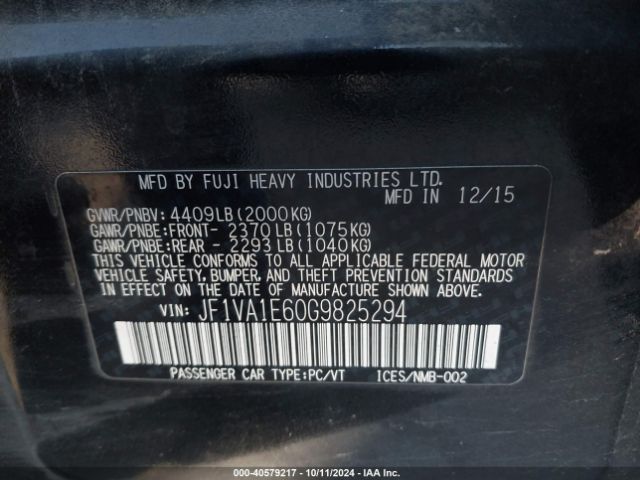 Photo 8 VIN: JF1VA1E60G9825294 - SUBARU WRX 