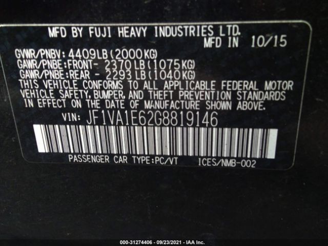 Photo 8 VIN: JF1VA1E62G8819146 - SUBARU WRX 