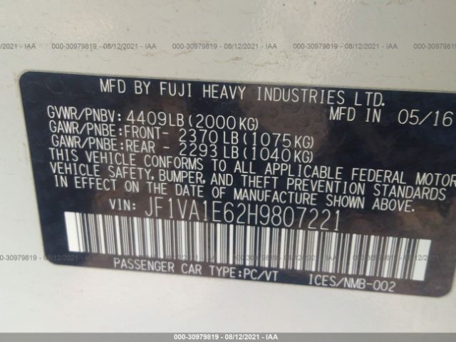 Photo 8 VIN: JF1VA1E62H9807221 - SUBARU WRX 