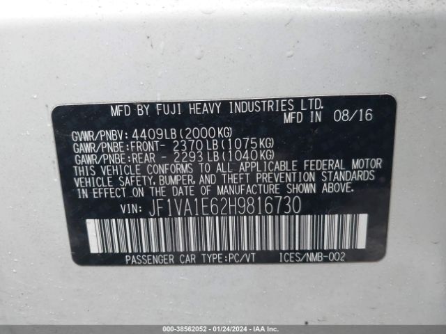 Photo 8 VIN: JF1VA1E62H9816730 - SUBARU WRX 