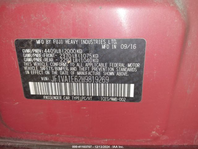 Photo 8 VIN: JF1VA1E62H9819269 - SUBARU WRX 