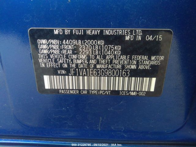 Photo 8 VIN: JF1VA1E63G9800163 - SUBARU WRX 