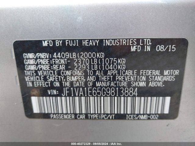 Photo 8 VIN: JF1VA1E65G9813884 - SUBARU WRX 