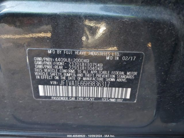 Photo 8 VIN: JF1VA1E66H9836317 - SUBARU WRX 